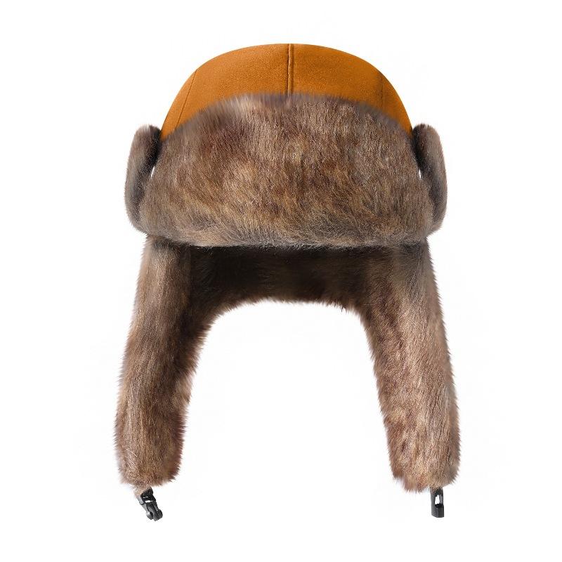 Suede Lei Feng Hat, Northeast Wind and Snow Ear Protection Hat, Winter Thickened Warm Lei Feng Hat Fashion Cashmere Hat