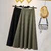 Women's Textured Knit A-Line Skirt High Waist Flared Midi Casual Skirt
