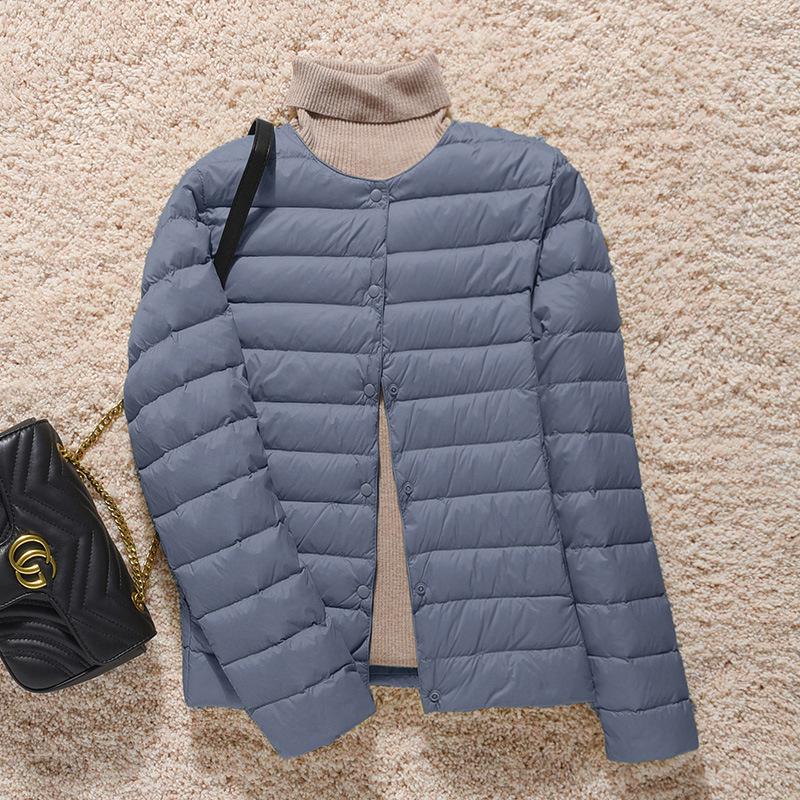 2024 Women's Lightweight Collarless Down Jacket, Short Round Neck, Thin Outerwear