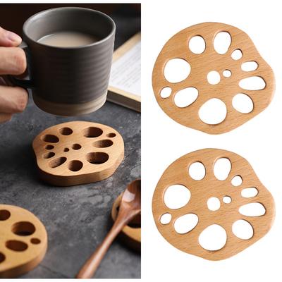 Cute Beech Wood Coaster Cup Mat Wooden Drink Coaster Tea Coffee Mug Pad Heat Resistant Wooden Placemats Decorative Glass Coaster