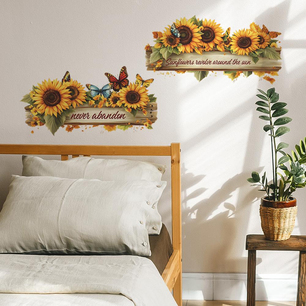 Creative Sunflower English Slogan Bedroom Living Room Entrance Hall Home Background Beautification Wall Stickers