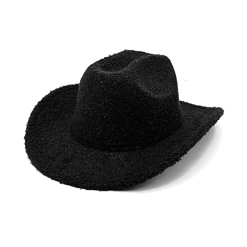 Lamb Woolen Hat Men's and Women's Autumn and Winter New Jazz Hat European and American Fashion Warm One-word Top Western Cowboy Top Hat