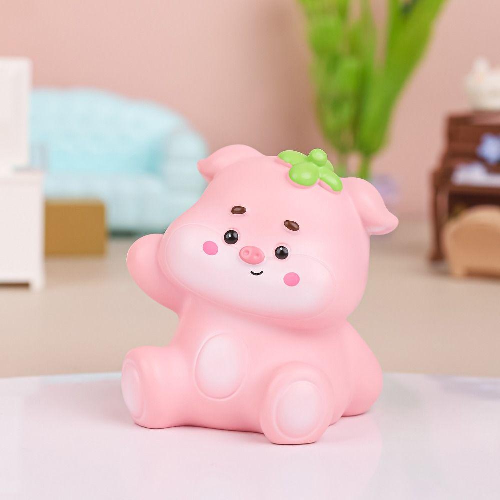 Cute Resin Pig Ornaments Unique Cartoon Animal Miniatures Creative Strawberry Pig Statues  Desktop