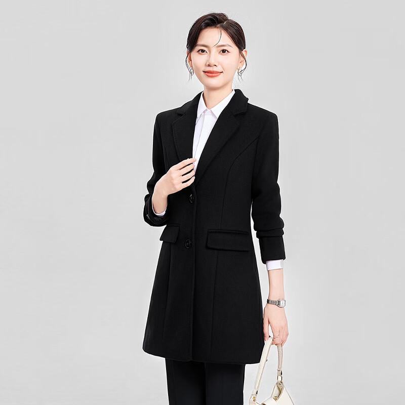 HANMANKE Thickened Wool Blend Mid-Length Professional Overcoat