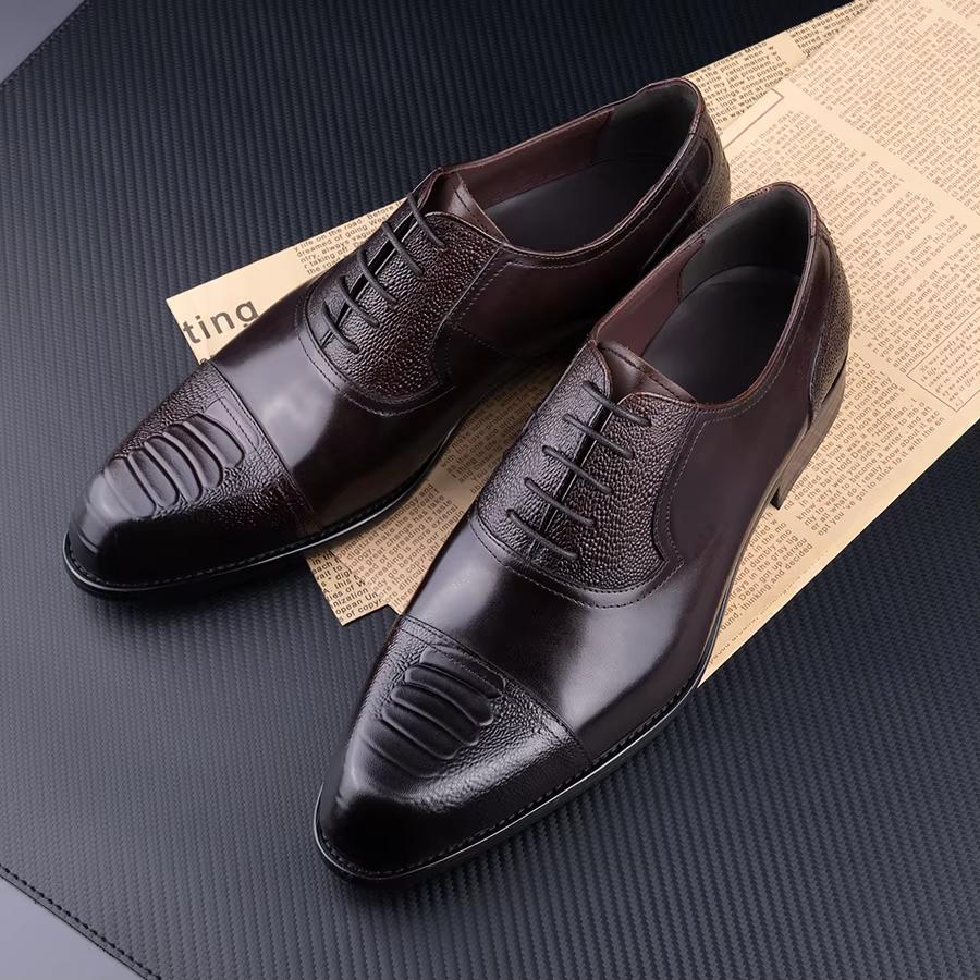 Fashion High Quality Handcraft Mens Leather Shoes Designer Printing Classic Oxfords Men Wedding Dress Shoe Office Wear Increasing