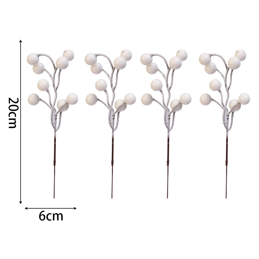 

Christmas Berries Branch Fake Plants Flowers Artificial White Holly Berry Stamen Wreath Ornaments for Xmas Tree Party Home Decor 4PCS