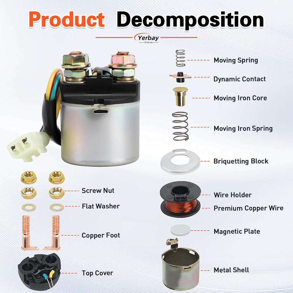 Starter Solenoid Relay For Honda TRX350 Rancher 350 2000-2006/TRX420 Rancher 420 2009-2014/TRX500 Foreman 500 2005-2009 2011-2013/TRX450 Foreman 450
