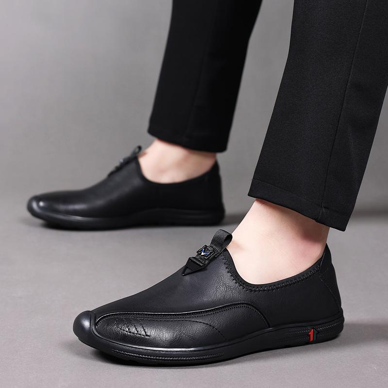 Men's shoes new Korean simple shallow mouth one pedal single shoes light and comfortable PU surface outer leather shoes