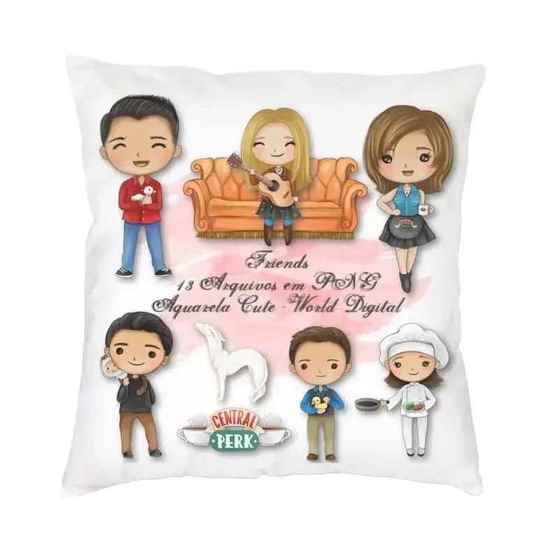 Friends Charaktere Klassisches Poster Kissenbezug TV-Show Samt Niedlicher Kissenbezug für Sofa Doppelseitiger Druck Kissen