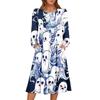 Women's Fashionable Loose Halloween Printed Round-neck Dress