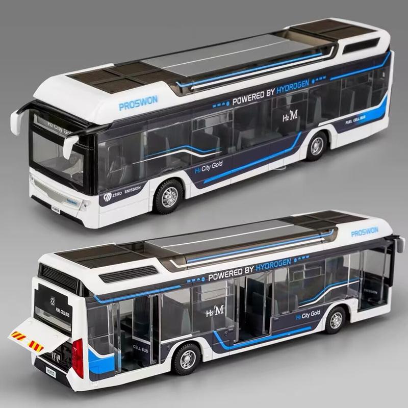 Luxury New energy Electric Airport Business Bus Alloy Car Model Diecasts Metal Tour City Bus Model Sound and Light Kids Toy Gift