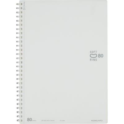 KOKUYO Soft Ring 80 White Notebook, Sheets, Semi-B5, Plain, Su-SV308W-W,
