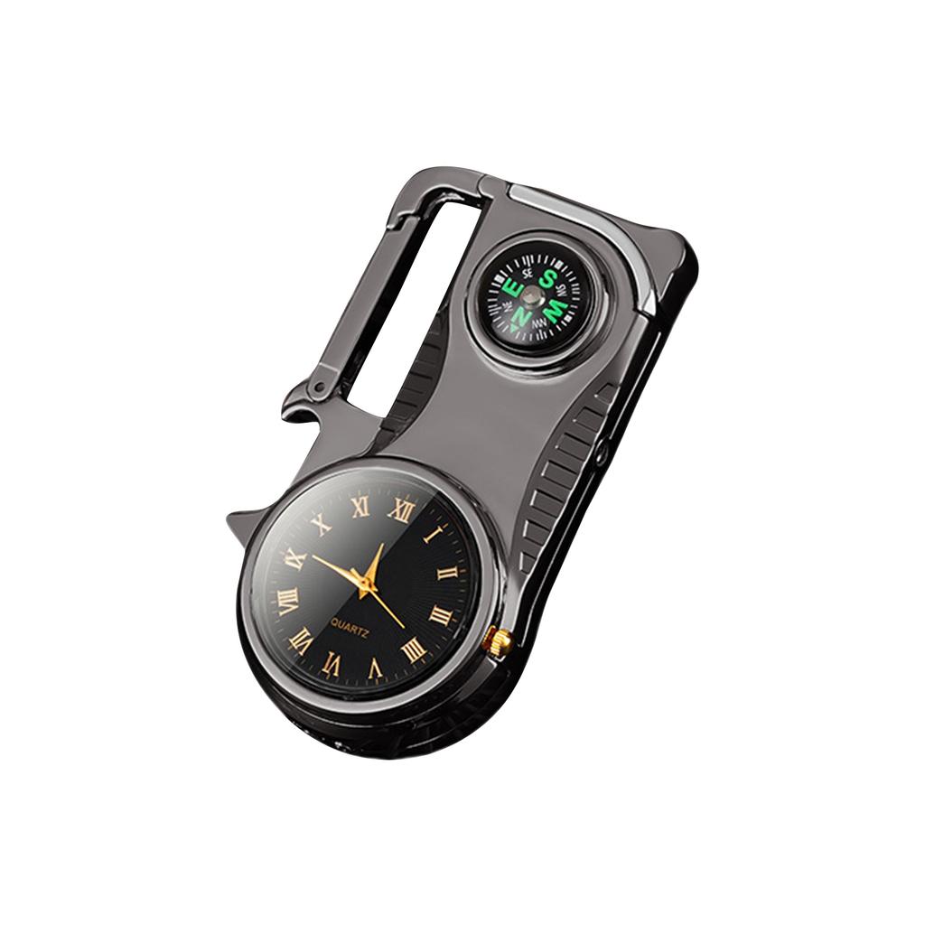 Multifunctional Keychain With Hour Hand, Bottle Opener, Real Watch, Five-in-one Inflatable Lighter With Colored Light