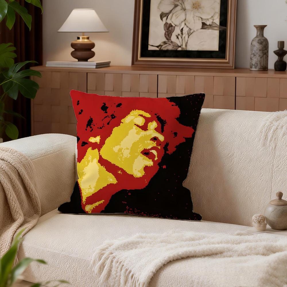 Singer J-Jimi Hendrix Cushion Cover Cushion Cover Set 4Pcs 50X50 45X45 40X40 Pillowcase Decorative Sofa Home Decor