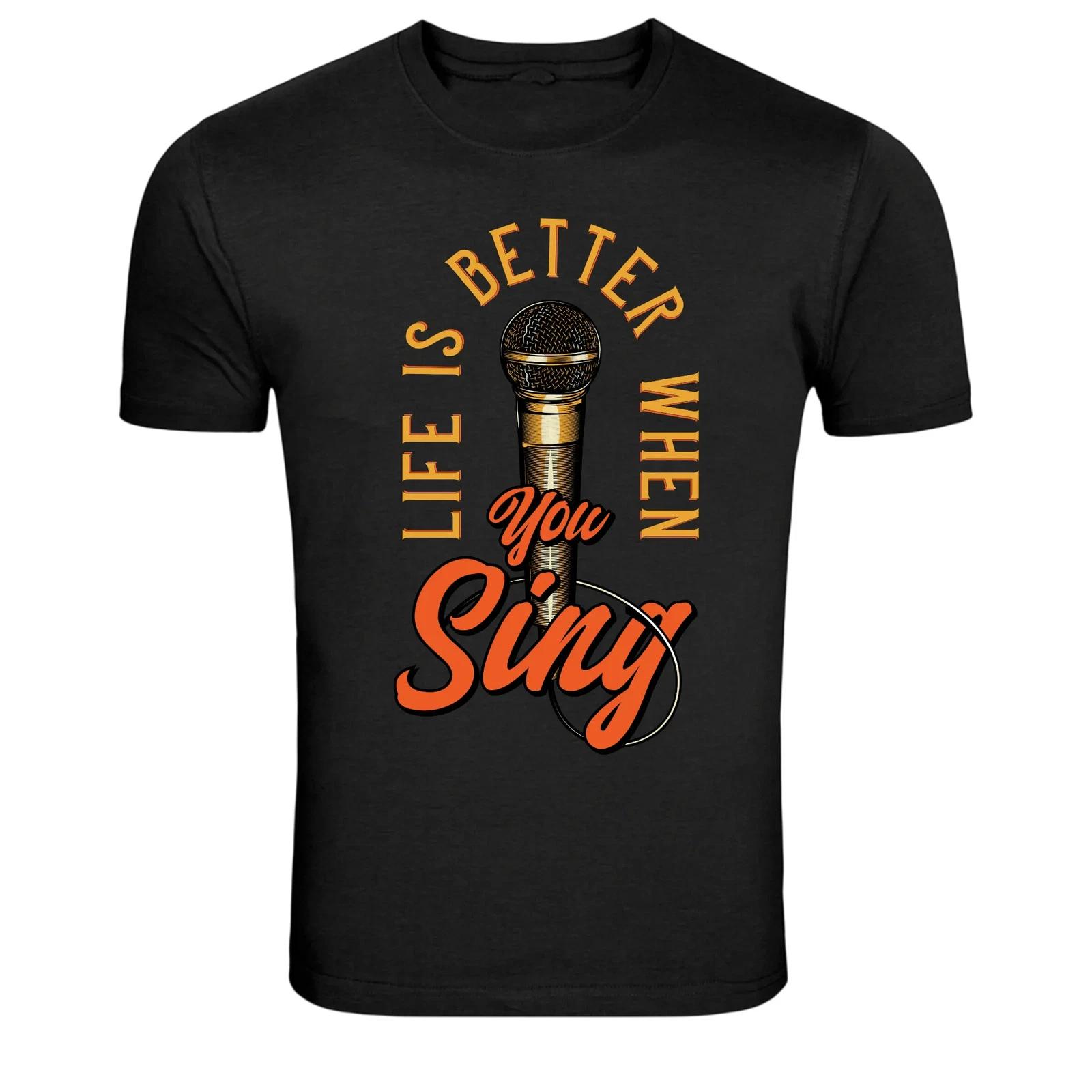 Life Is Better When You Sing Microphone Graphic T-Shirt S