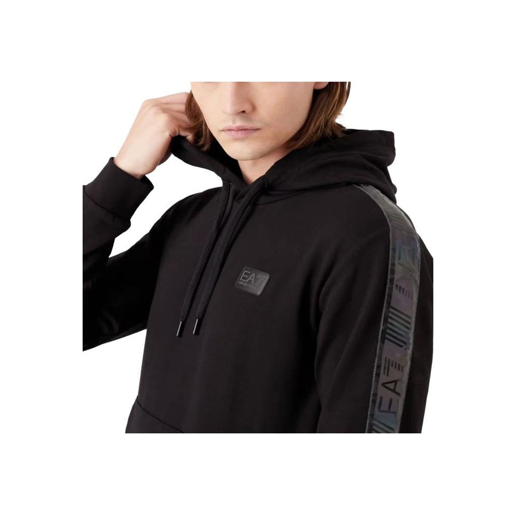 Emporio Armani FW22 Letter Casual Micro Logo Print Loose Hoodie Men hoodies Black 6LPM44-PJ05Z-1200