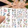 10 arkuszy Kreskówkowe Naklejki Tatuaże Kolibry Na Rękę Ramię Ciało Tymczasowe Fałszywe Wodoodporne Naklejki Tatuaże Dzieci Kreatywne Prezenty