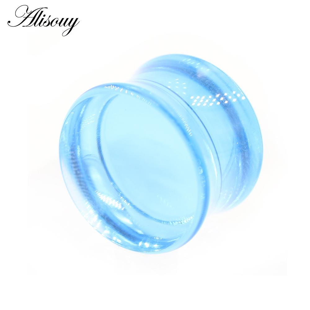 Alisouy 2 buc Acril Albastru Transparent Solid Dublu Evazat Tunel Ureche Plug Expander Extensor Ecartoare Cercei Piercing Bijuterii Corp
