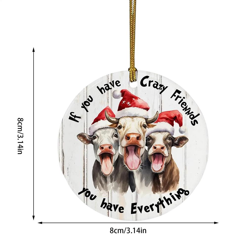 

Cow Christmas Tree Ornament 2D Acrylic Winter Holiday Farmhouse Decorations Farm Cow Christmas Ornaments For Living Room