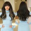 Professional  Loose Long Body Wavy Orange Wig for Women Daily Use Fashion Synthetic LightOrange Curly Hair Wigs with Bangs High Density 28Inch