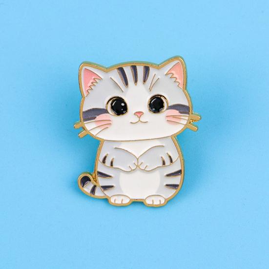 Decorative Brooch Enamel Cartoon Cat Shape Zinc Alloy Lapel Pin Sweater Dress Suit Lapel Badge Versatile Outfit Accessory