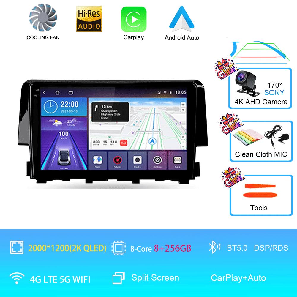 Car Radio 9 Inch Navigator For Honda Civic 2015-2022 Multimedia Video Player GPS Navigation Stereo CarPlay Android14 Bluetooth