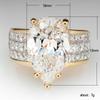 New Ring Pear-shaped Zircon Ring for Women, Simple Micro-Set Square Diamond Ring for Women