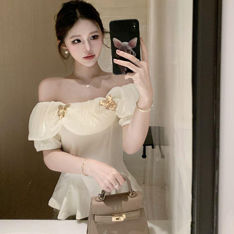 

Чистая Сексуальная Горячая Девушка Рубашка на одно плечо с бантом с коротким рукавом Летняя Интернет-знаменитость Приталенная Короткая Рубашка Французский Темперамент Топ L абрикосовый