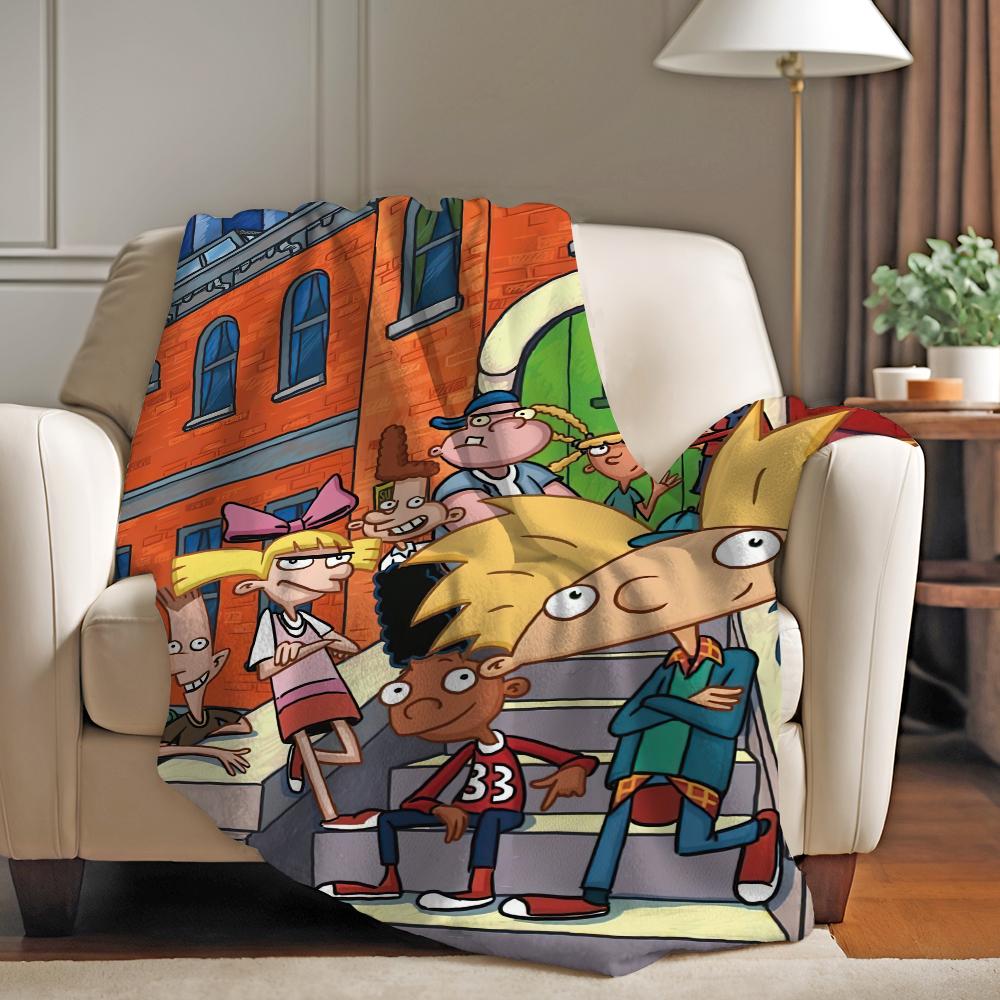 Cartoon H-Hey A-Arnold Comedy Funny Blanket Warm And Soft Suitable For Bedroom Living Room Sofa Bed Office Travel Camping