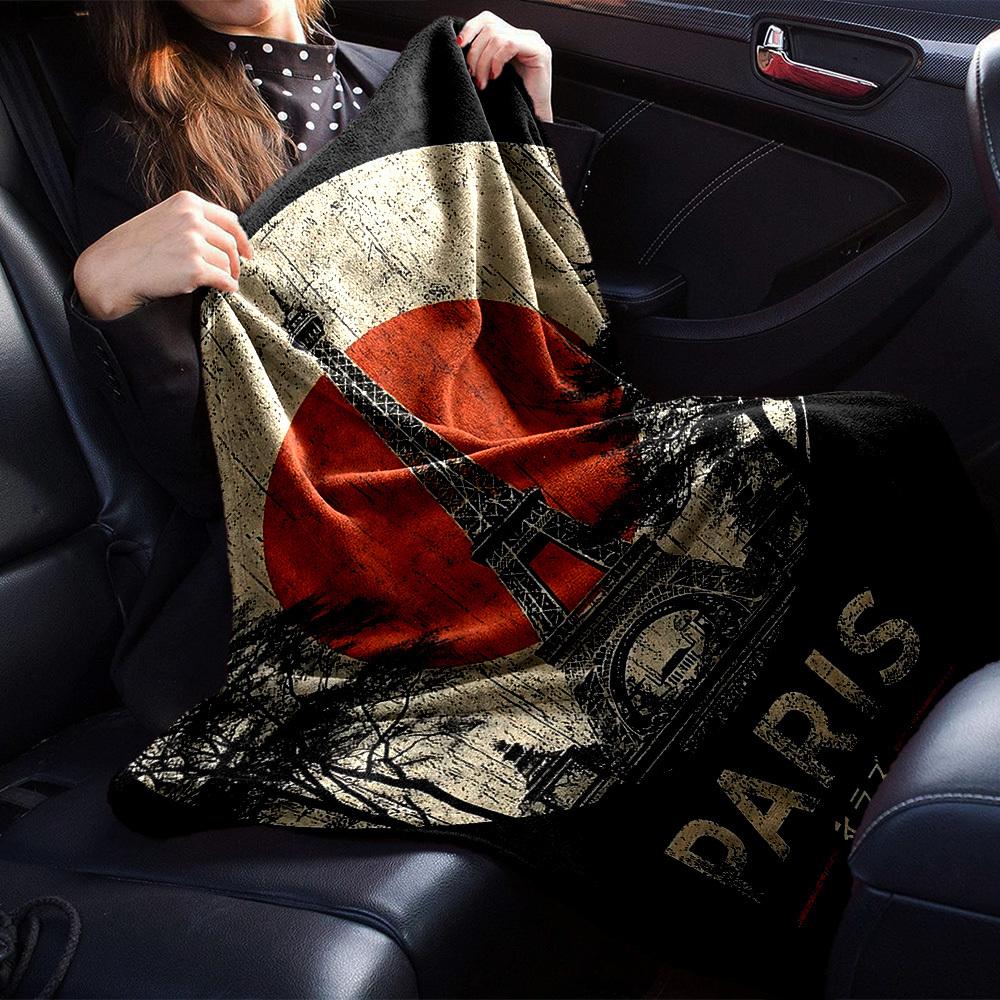 1pc Paris Eiffel Tower Soft Flannel All Season Throw for Home, Office, Outdoor UseDurable Comfort Soft Warm Throw for Home