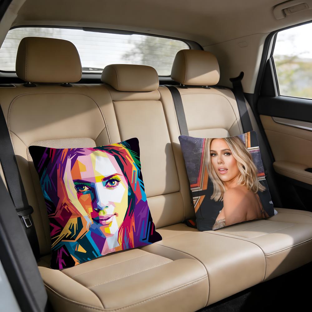 Hot Singer SScarlett JohanssonS Cushion Cover Short Plush Pillowcase for Bed Sofa Carwashable