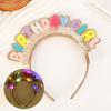 TREETIP Custom Birthday Girl Headband Colorful Glitter Letters Lace Trim Hair Band Party Photo Prop Kids Women Girls Decoration