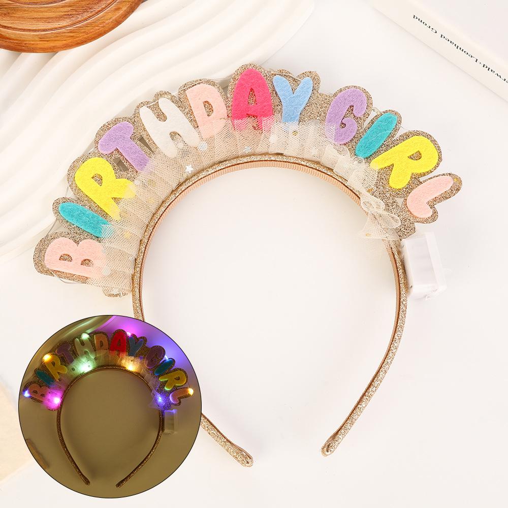 TREETIP Custom Birthday Girl Headband Colorful Glitter Letters Lace Trim Hair Band Party Photo Prop Kids Women Girls Decoration