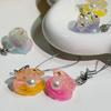 2Pcs Keychain Pendant Embedded Imitation Pearls Translucent Gradient Glitter Keyring with Lobster Clasp Bags Phone Lanyard Versatile Hanging