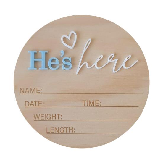 Birth Announcement Sign Wooden Baby Name Weight Length Date Time Plaque Nursery Photo Prop Keepsake Sign for Baby Shower Gift