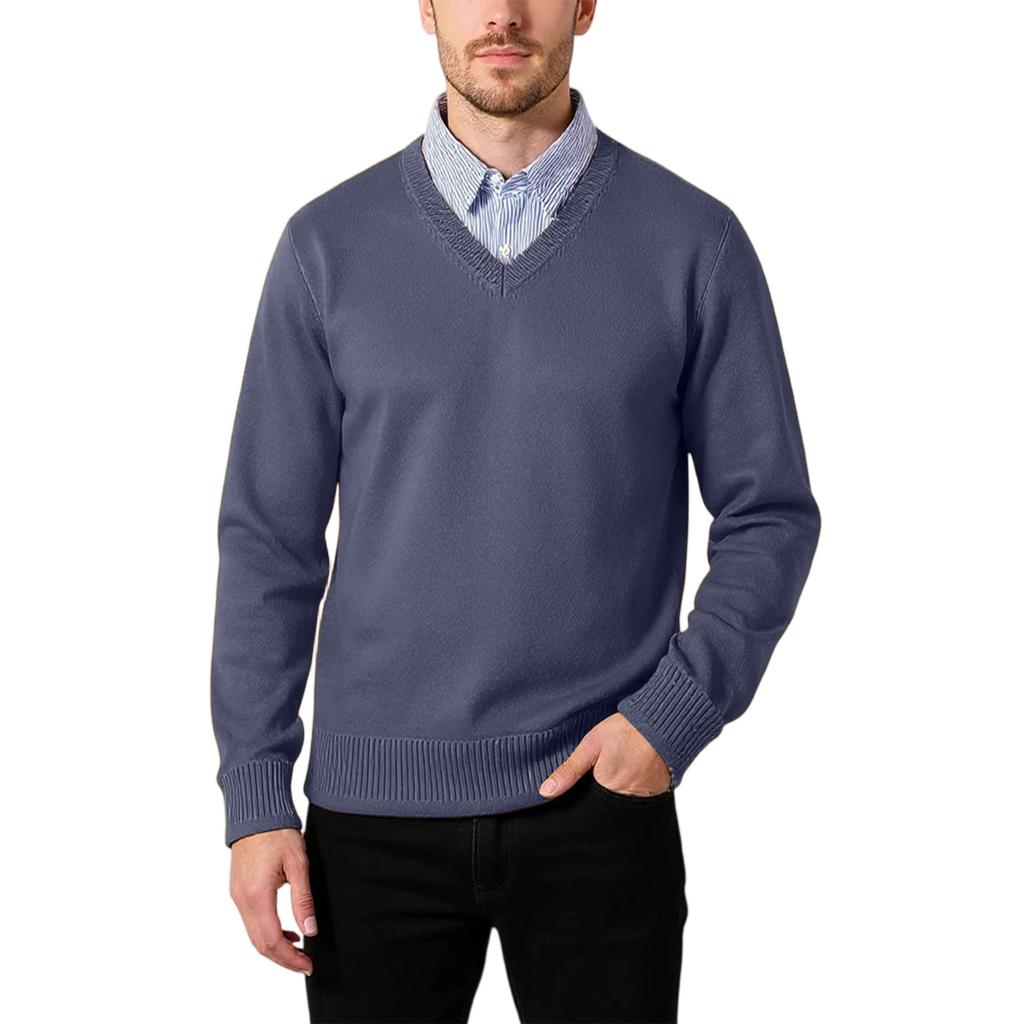 Men's  Fashion  Knitting  Pullover  Long Sleeves  Loose  Flip Collar  Sweater