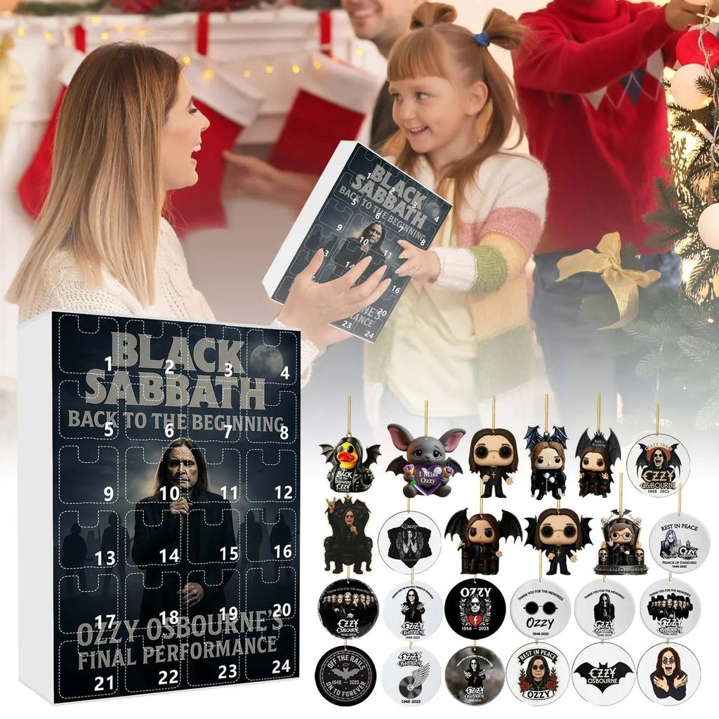 24 Days New Ozzy Osbourne Motorcycle Bell Advent Calendar Ozzy Osbourne 2D Acrylic Pendant Christmas Countdown Advent Calendar Gift