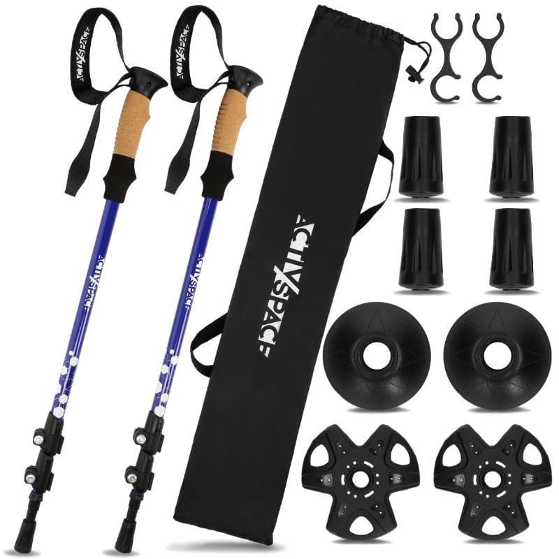 Trekking poles, adjustable nordic walking poles - blue