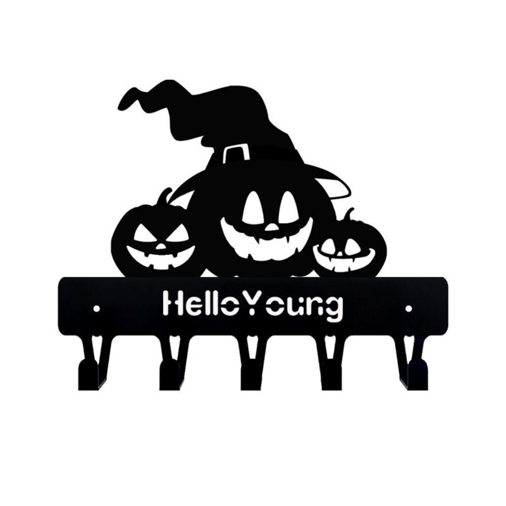 1 ks okouzlující kovový dekorativní háček v kombinaci s praktickým věšákem, nádherný halloweenský háček ve tvaru děsivé hororové dýně