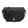 Logo Snap Closure Leather Saddle Bag Women Shoulder Bag Black 10253HYZ001