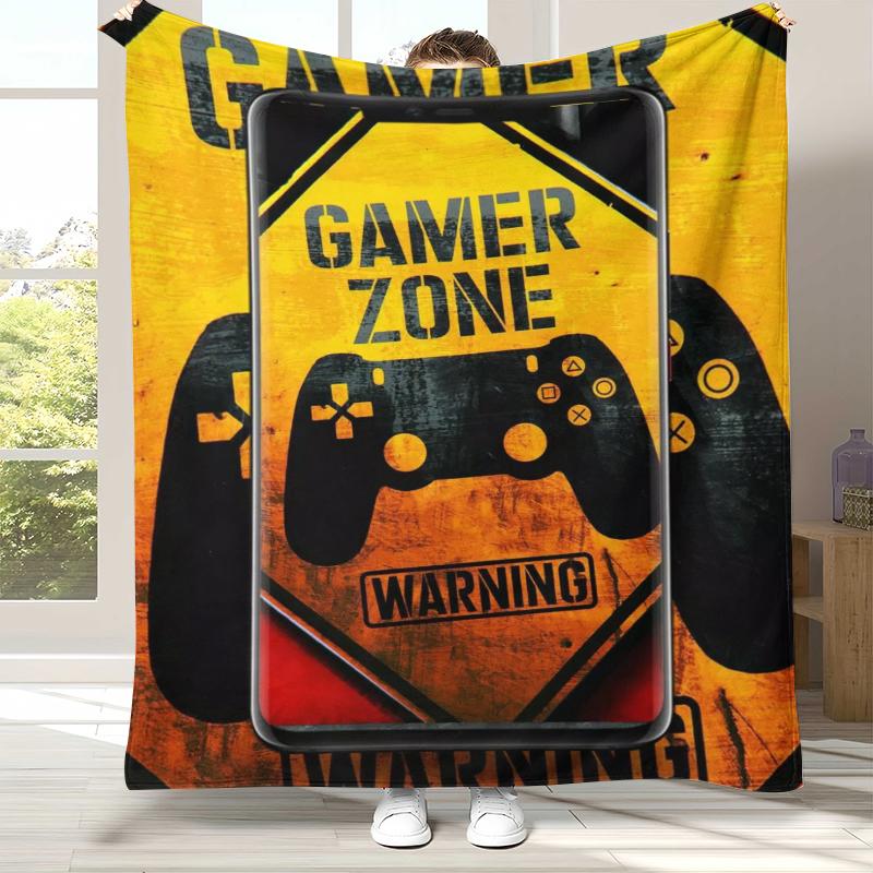 

Cartoon Game Gamer Zone Controller Logo Flannel Blanket,Ultra Soft Warm Plush Throw for Home Bedroom Bed Sofa Cover Picnic gift 75x90cm