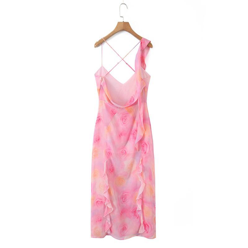 2026 European-American Resort Style Romantic Ruffle Irregular Floor-Length Maxi Dress
