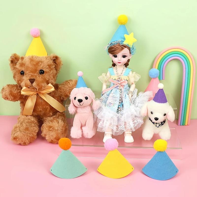 6pcs Pet Party Hat Colorful Mini Party Hats for Stuffed Animals Pet- Assorted Birthday Hats for Doll Dogs Cats Rabbits Puppies