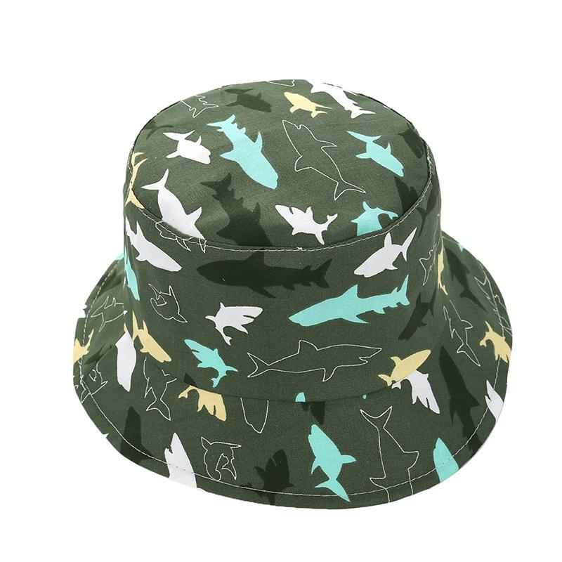 1 Piece Cotton Breathable Kids Fisherman Hat 0-4 Years Cartoon Printing Whale Baby Bucket Hat Infant Toddle Sun Hat