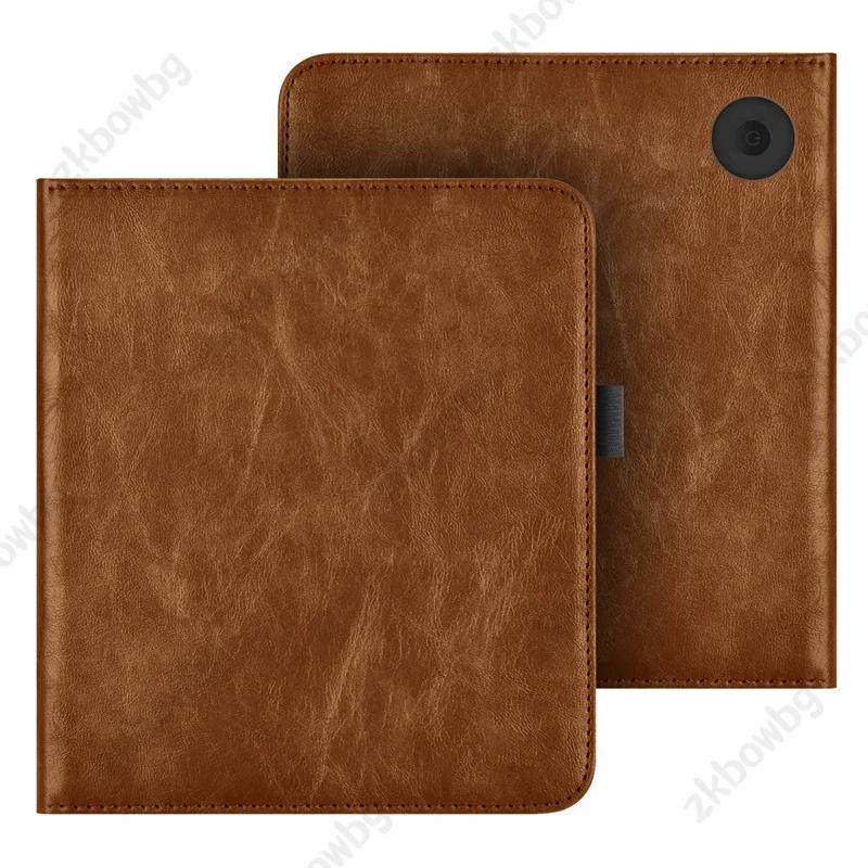 Magnetische Hoes voor Kobo Libra 2 Tolino Vision 6 5 Smart Case voor Kobo Libra Color Kleur H2O 7'' E-reader Handriem Cover bruin