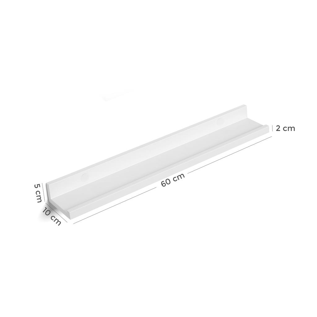 SONGMICS Floating Shelves Set of 2, Wall Shelves ledge with High Gloss Finish, 60 x 10 cm, for Picture Frames and Books, Living Room, Hallway