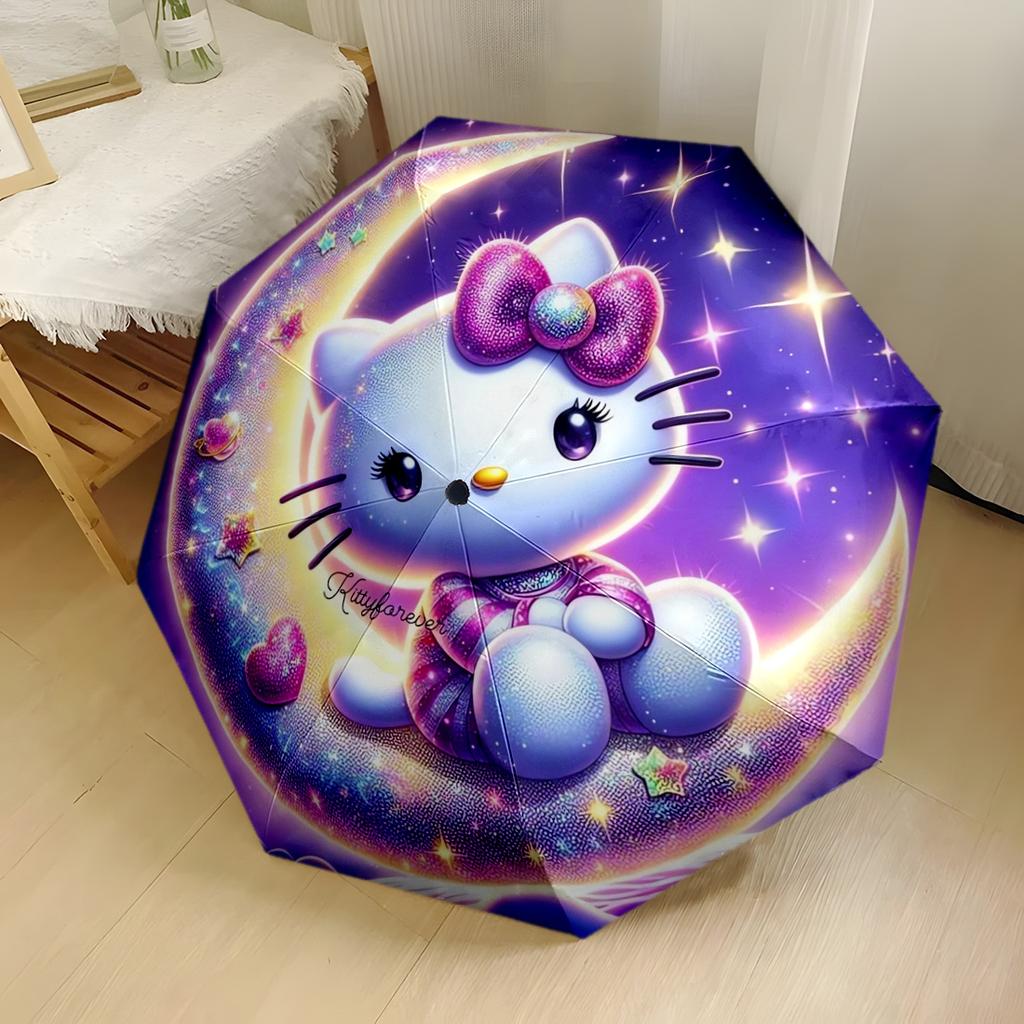 Hello Kitty Strawberry Floral Compact Travel Automatic Umbrella Compact 8 Rib Design Compact Design Perfect for Outdoor Adventures Elegant Umbrella