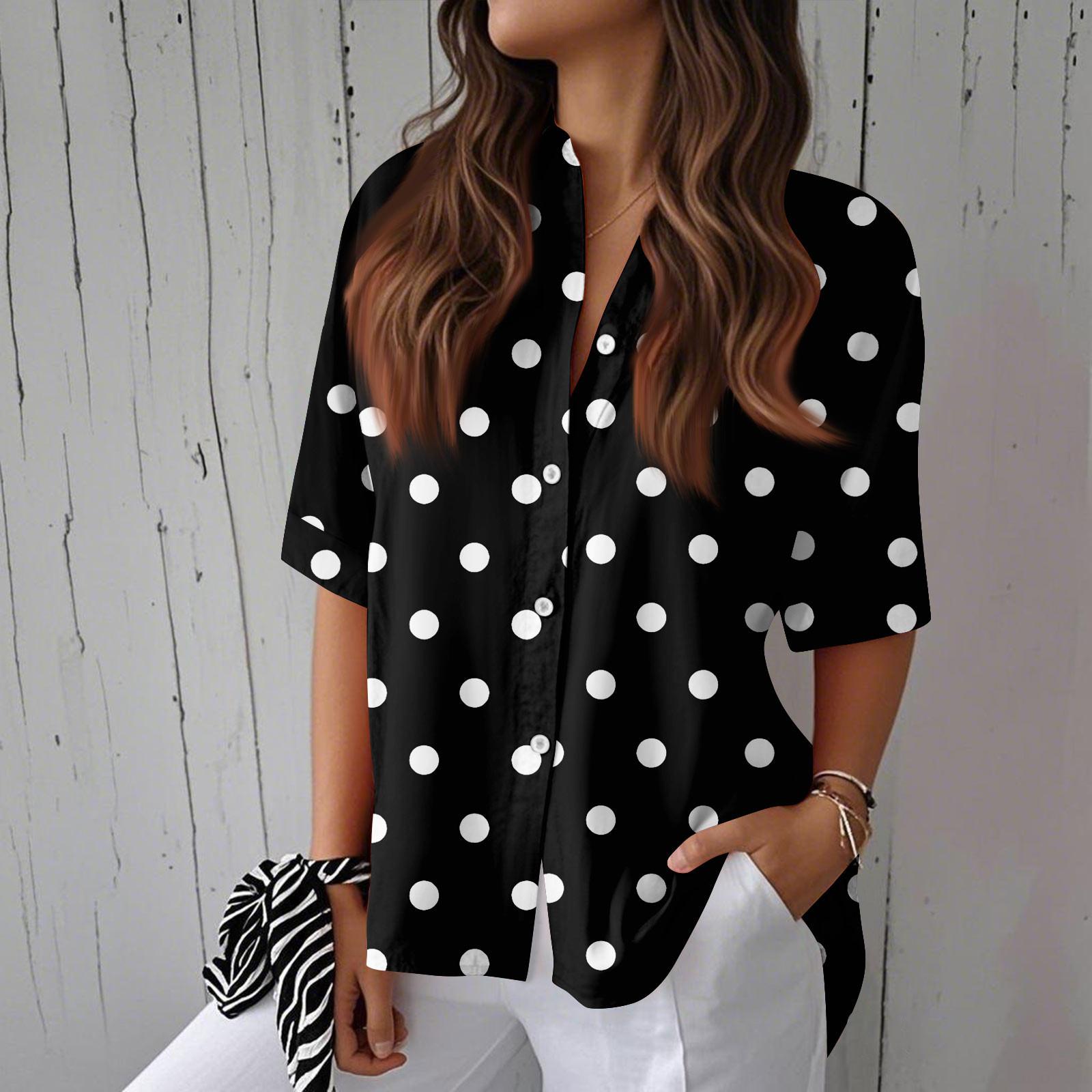 

Женские рубашки на пуговицах Льняные рубашки на пуговицах Рубашки с коротким рукавом для женщин Топы с коротким рукавом для женщин L чёрный