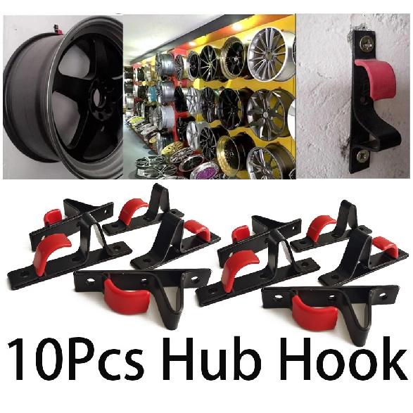 10x Tire Wheel Rim Hub Hanging Hook Metal Holder Shop Display Stand Rack 13-22''