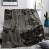 1Pc Black Flower Butterfly Print Flannel Blanket, High Quality Comfortable for All Seasons, Home Decor, Warmth and Comfort, Perfect for Gifts